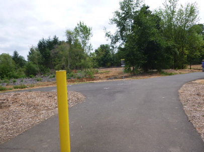 Fanno Creek Trail is wide, paved, with directional signage at junctions